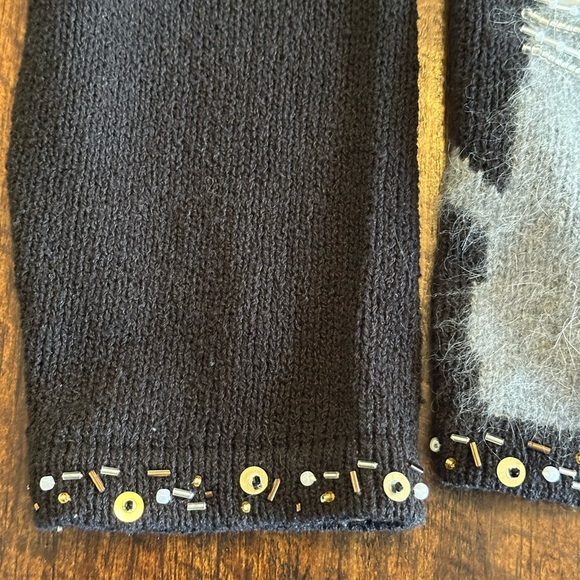 Coldwater Creek | Black Zip Cardigan w/Bejeweled/Sequinned Cat Graphics, Size 1X - Picture 6 of 10